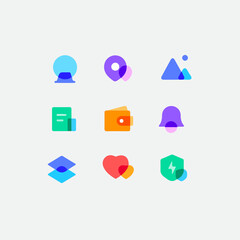 Different set of icons like map marker, notification bell, heart etc for web use