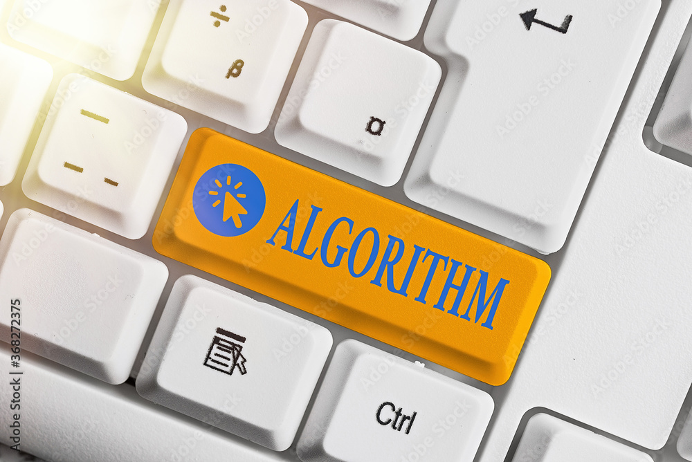 Fototapete word writing text algorithm. business photo showcasing procedure for solving a problem or accomplish