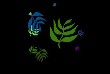 Dark Multicolor vector abstract pattern with leaves.
