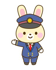 うさぎの駅員さんのイラスト