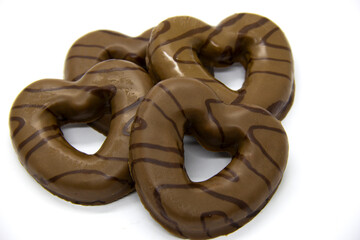 Heart-shaped gingerbread with chocolate icing. Traditional at Christmas