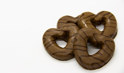 Heart-shaped gingerbread with chocolate icing. Traditional at Christmas