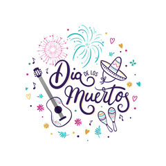 Fun hand drawn Dia de los Muertos 