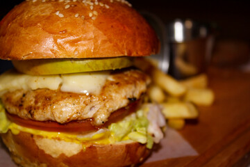 Delicious And Juicy Burger And French Fries.