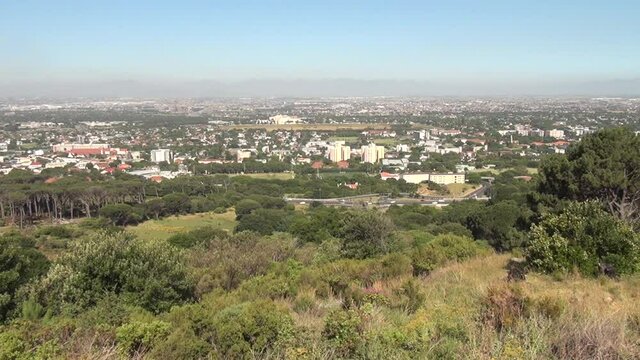 Summer day video of Cape Town panorama shot from Rhodes Memorial, Western Cape, South Africa
