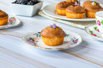Freshly  baked blackberry and almond friands