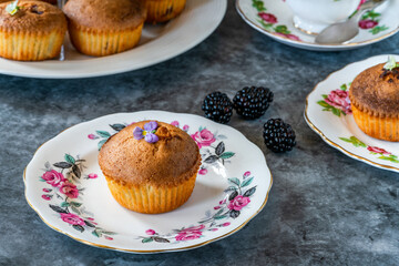 Freshly  baked blackberry and almond friands