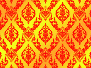 Thai style pattern with angle bless drawing in vector