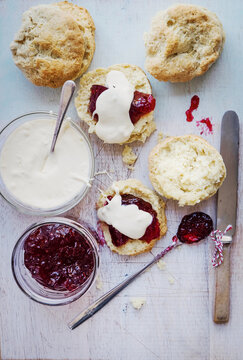 Scones with jam and cream