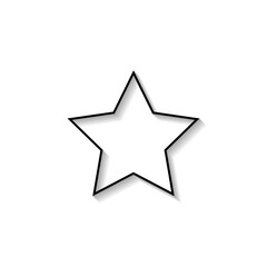 Fototapeta premium Simple Five Star Shape Line Style with Shadow isolated on White Background. Flat Vector Icon Design Template Element.
