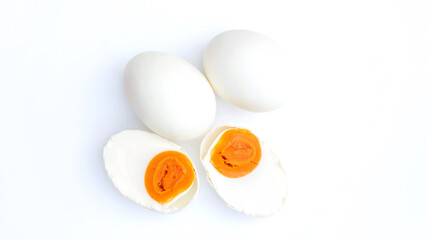 Duck eggs on a white background.