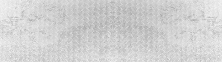 Gray grey white vintage retro geometric seamless grunge motif cement concrete tiles texture background banner panorama with diamond shaped rhombus mesh print