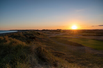 Beautiful sunset over Littlehampton golf course on the south coast of England.