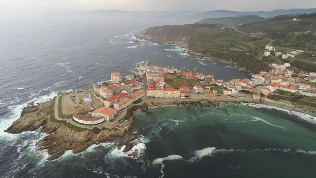Beautiful coastal village in Spain. Aerial Drone Footage