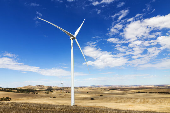 Wind tower in farming landscape