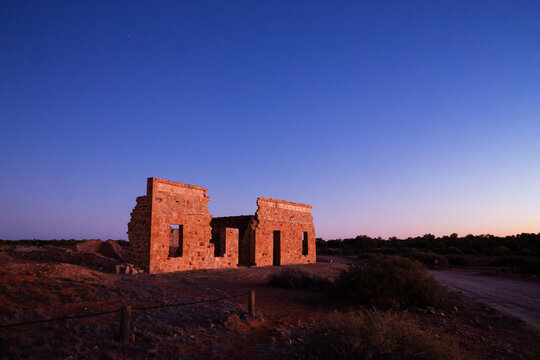 ruin in predawn light