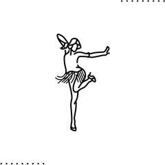 Woman dancing charleston vector icon in outlines