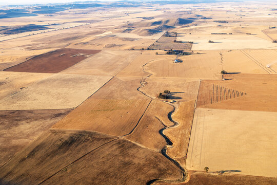 aerial view of farm land in summer