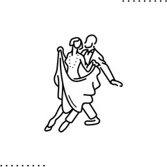 Fototapeta na wymiar Woman and man dancing charleston vector icon in outlines