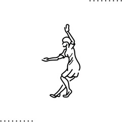 Fototapeta na wymiar Woman dancing charleston vector icon in outlines