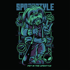 Sport Style Shih Tzu Illustration