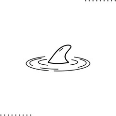 Shark fin and circular rings water vector icon in outlines