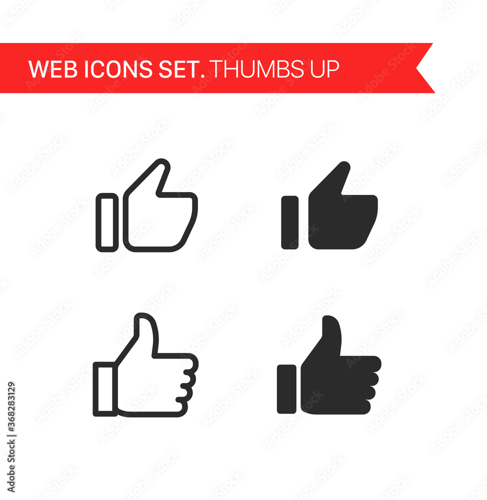 Poster thumbs up. thin line icons vector set