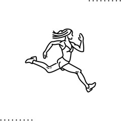 Fototapeta na wymiar Marathon woman runner vector icon in outlines