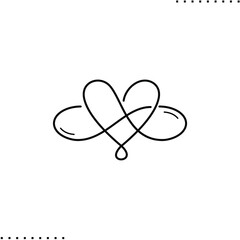 Infinity love and heart vector icon in outlines