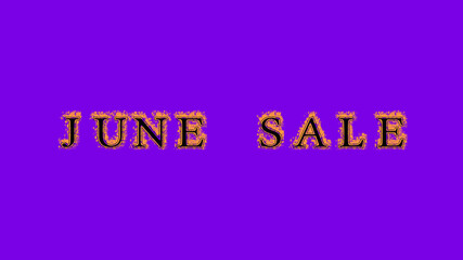 june sale fire text effect violet background. animated text effect with high visual impact. letter and text effect. Alpha Matte. 