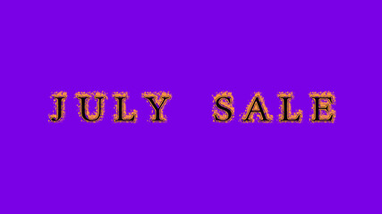 july sale fire text effect violet background. animated text effect with high visual impact. letter and text effect. Alpha Matte. 