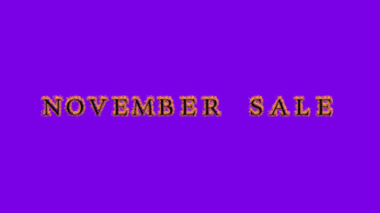 november sale fire text effect violet background. animated text effect with high visual impact. letter and text effect. Alpha Matte. 