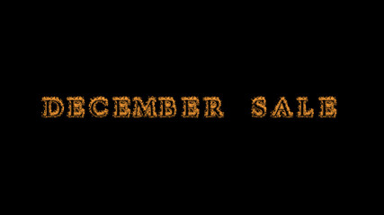 december sale fire text effect black background. animated text effect with high visual impact. letter and text effect. Alpha Matte. 
