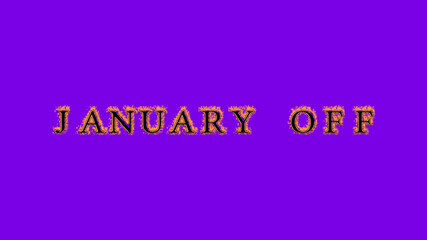 january off fire text effect violet background. animated text effect with high visual impact. letter and text effect. Alpha Matte. 