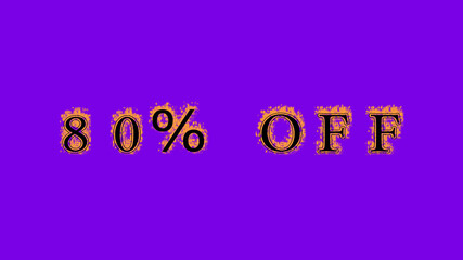 80% off fire text effect violet background. animated text effect with high visual impact. letter and text effect. Alpha Matte. 