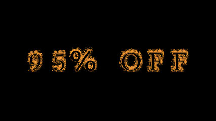 95% off fire text effect black background. animated text effect with high visual impact. letter and text effect. Alpha Matte. 