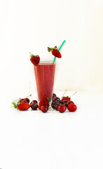 cocktail with strawberry and mint