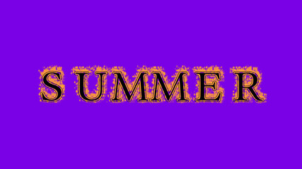 summer fire text effect violet background. animated text effect with high visual impact. letter and text effect. Alpha Matte. 