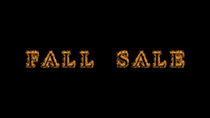 fall sale fire text effect black background. animated text effect with high visual impact. letter and text effect. Alpha Matte. 