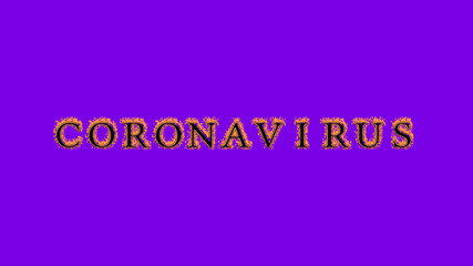 coronavirus fire text effect violet background. animated text effect with high visual impact. letter and text effect. Alpha Matte. 