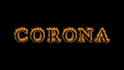 corona fire text effect black background. animated text effect with high visual impact. letter and text effect. Alpha Matte. 