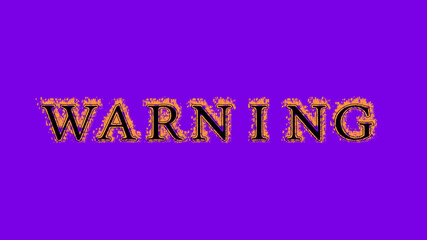 warning fire text effect violet background. animated text effect with high visual impact. letter and text effect. Alpha Matte. 
