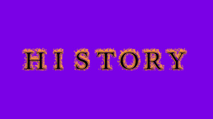 history fire text effect violet background. animated text effect with high visual impact. letter and text effect. Alpha Matte. 