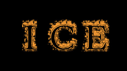 ice fire text effect black background. animated text effect with high visual impact. letter and text effect. Alpha Matte. 