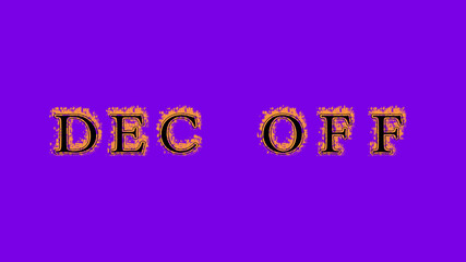 dec off fire text effect violet background. animated text effect with high visual impact. letter and text effect. Alpha Matte. 