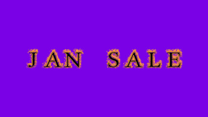 jan sale fire text effect violet background. animated text effect with high visual impact. letter and text effect. Alpha Matte. 