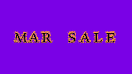 mar sale fire text effect violet background. animated text effect with high visual impact. letter and text effect. Alpha Matte. 