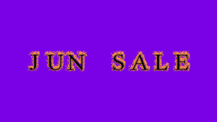 jun sale fire text effect violet background. animated text effect with high visual impact. letter and text effect. Alpha Matte. 