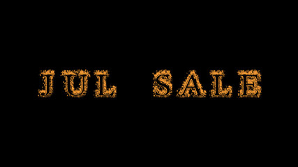 jul sale fire text effect black background. animated text effect with high visual impact. letter and text effect. Alpha Matte. 