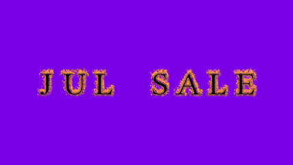 jul sale fire text effect violet background. animated text effect with high visual impact. letter and text effect. Alpha Matte. 